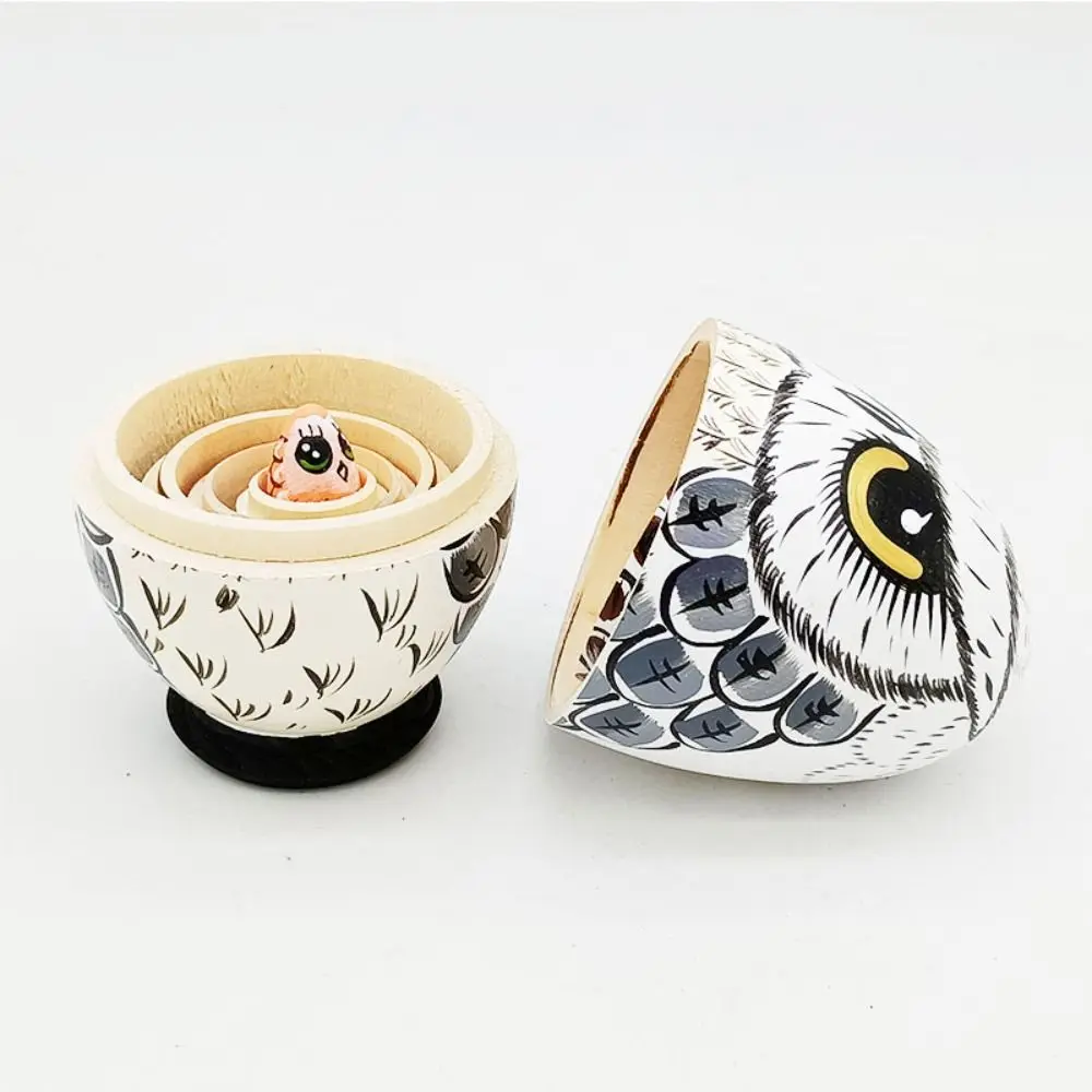 Drewniana Matrioszka Japońska Dziewczyna Zwierzę Matrioszka Bałwanek Kształt Jajka Sowa Dziewczyny Rosyjska Krowa Króliki Sowa Gniazdujące się