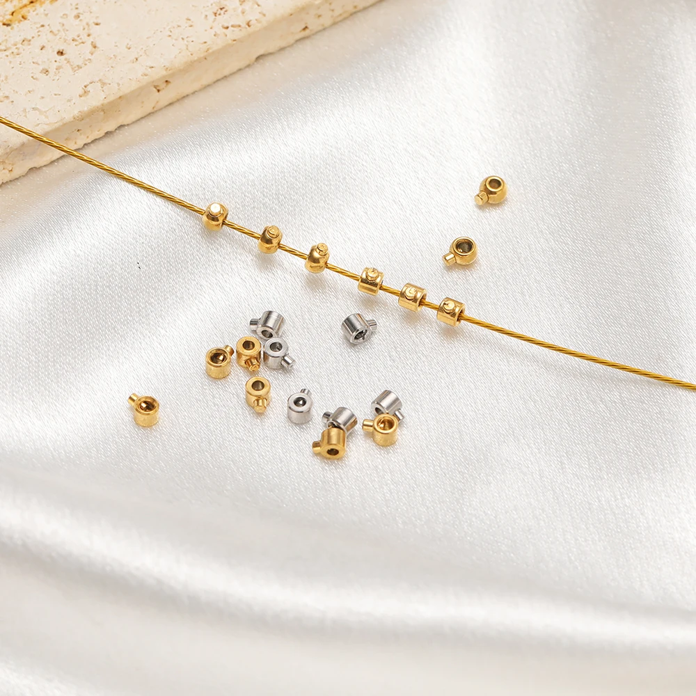 20 Stück vergoldete Edelstahl-Crimpendperlen, Stopper-Abstandshalterperlen für DIY-Schmuckherstellung, Armbänder, Halsketten, Zubehör – Detail 4