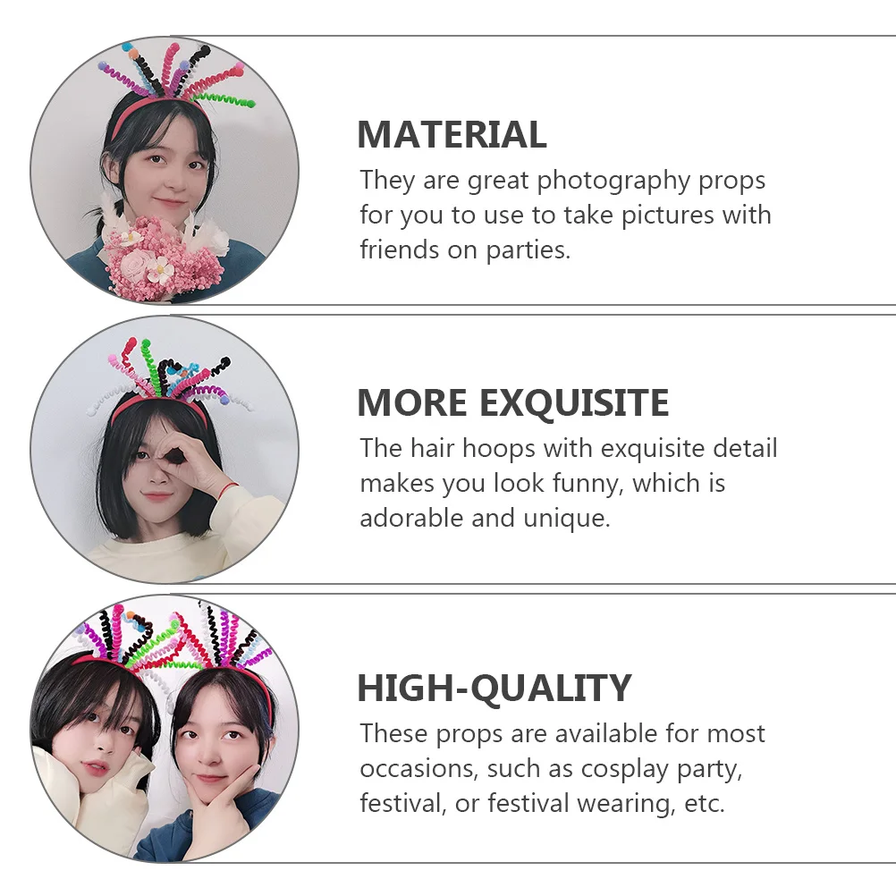 

2Pcs Colorful Spring Balls Headband Exquisite Funny Headdress for Theme Party Holiday Cosplay Photography Prop