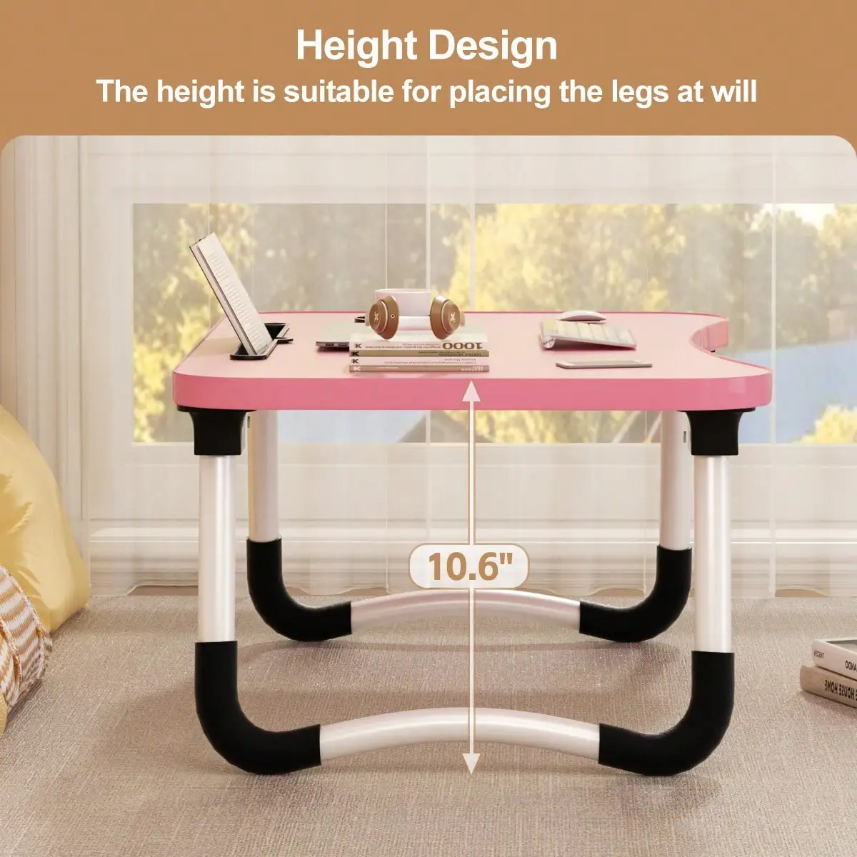 Portable Foldable Laptop Bed Tray – With Cup Holder for Bed/Sofa/Living Room Floor (Dining/Reading/Writing/Work)