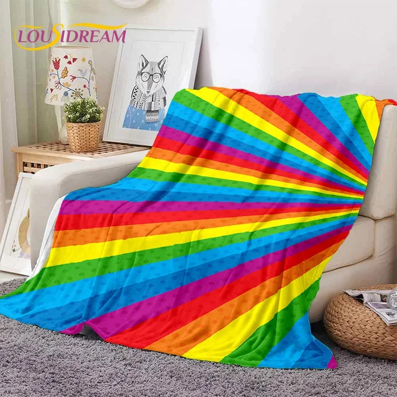 Rainbow Colour Illusion Cartoon Soft Flannel Blanket for Beds Bedroom Sofa Picnic,Throw Blanket for Cover Outdoor Leisure Gift