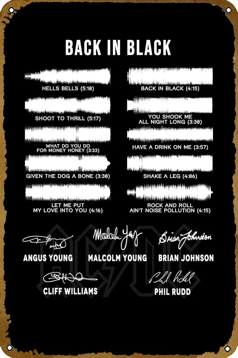 Artist Angus Young Musical Poster Bar Pub Cafe Wall Bathroo Karaoke Retro Metal Tin Sign Man Cave Decor Rock Art 8x12 inch