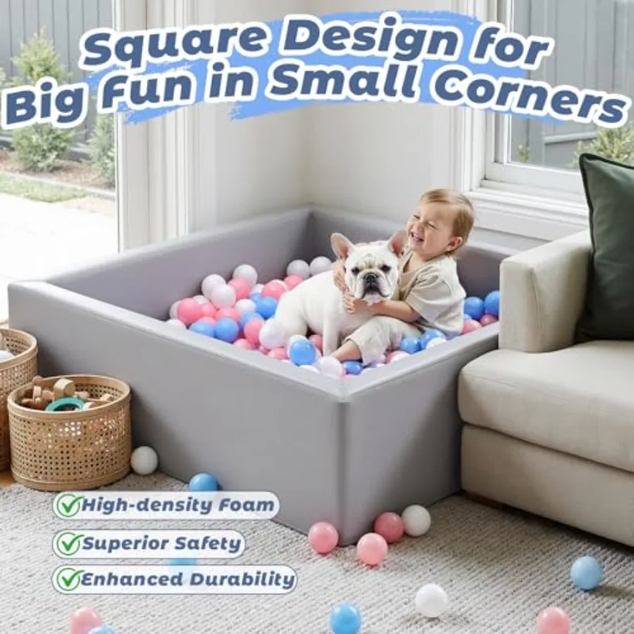 幼児用レザーフォームボールピット：防水ベビーボールピット、ソフトメモリーフォーム付き - プレイペン屋内外用大型ソフトプレイセット