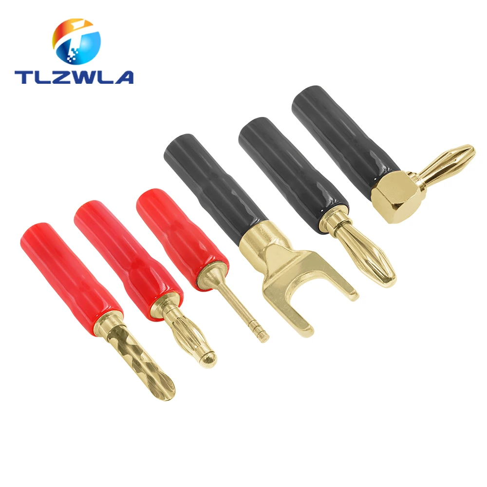 Musical Sound Banana Plugs Speaker Wire Connector Dual Screw Lock 24K Gold Plated Banana Connectors Jack for Speaker Wire