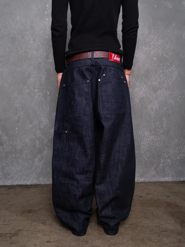 Mens Cargo Pants American Vintage Multi Pocket Trousers Harajuku Unisex Loose Fit Wide Leg Straight Cotton Khaki Streetwear New