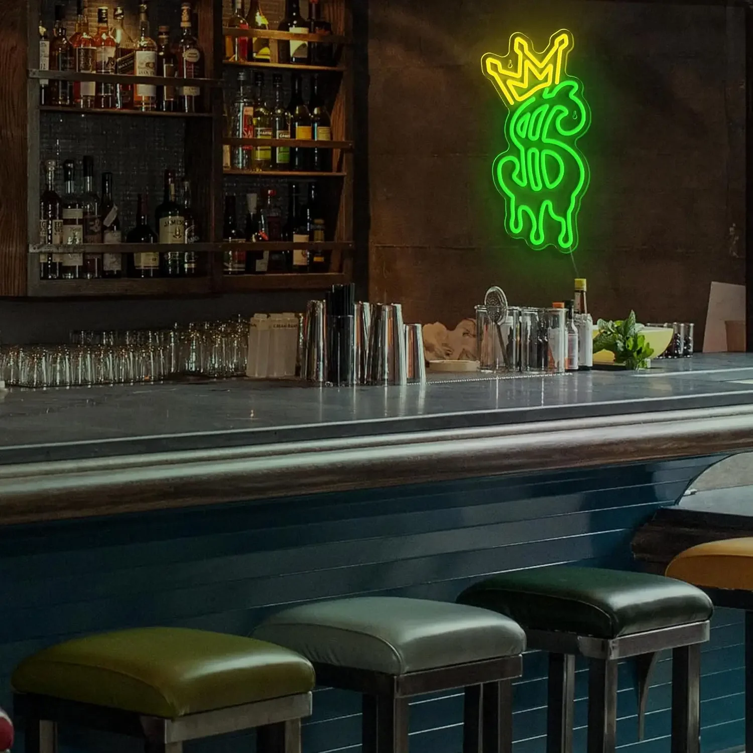 إشارة ضوء نيون ليد لديكور الحائط ، دولار التاج ، إشارة لغرفة ألعاب كهف الرجل ، ديكور حفلة حانة ، متجر