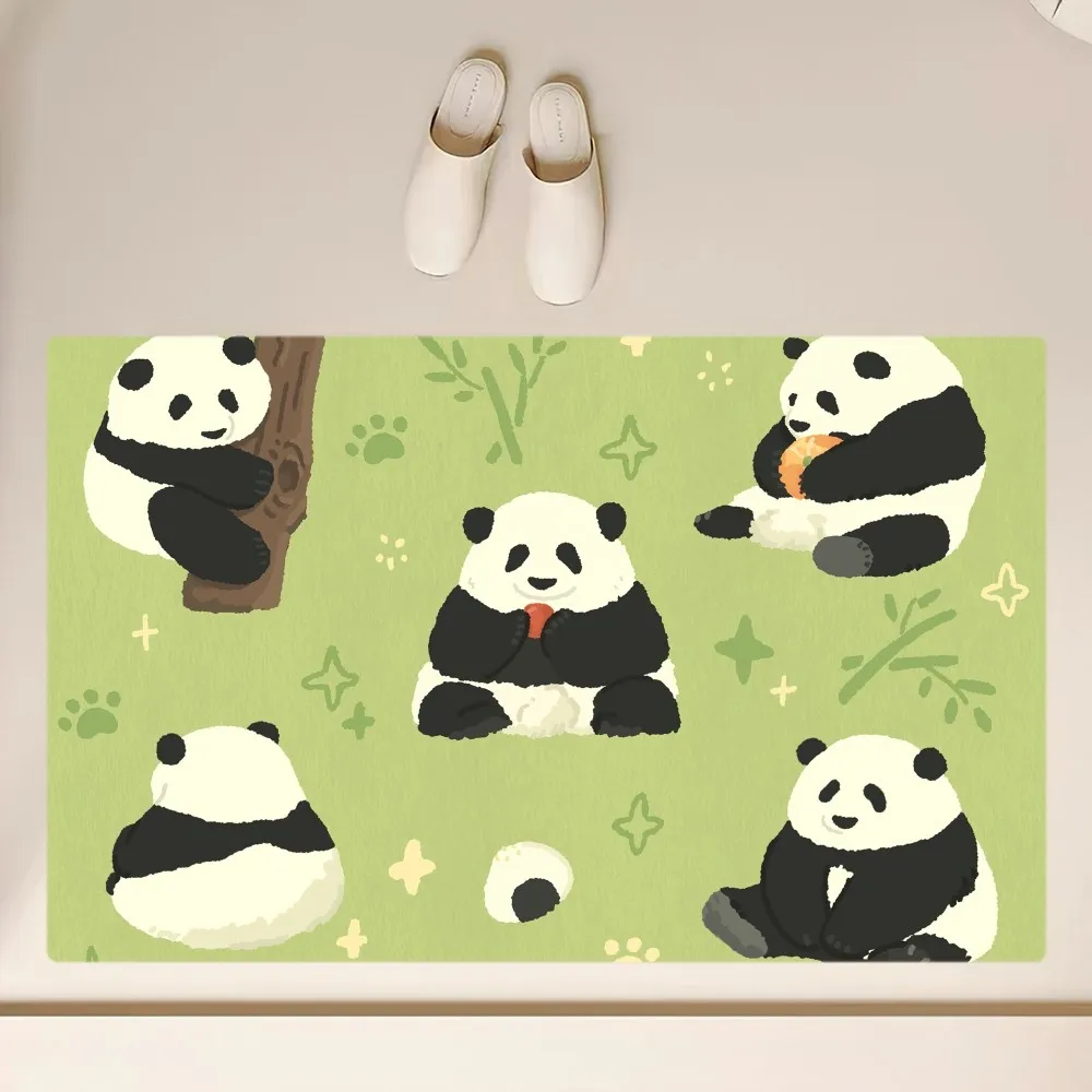 Cute Cartoon Panda Floor Mat  Anti-Slip Bathroom Kitchen Bedroom Living Room Entrance Rug Home Decor