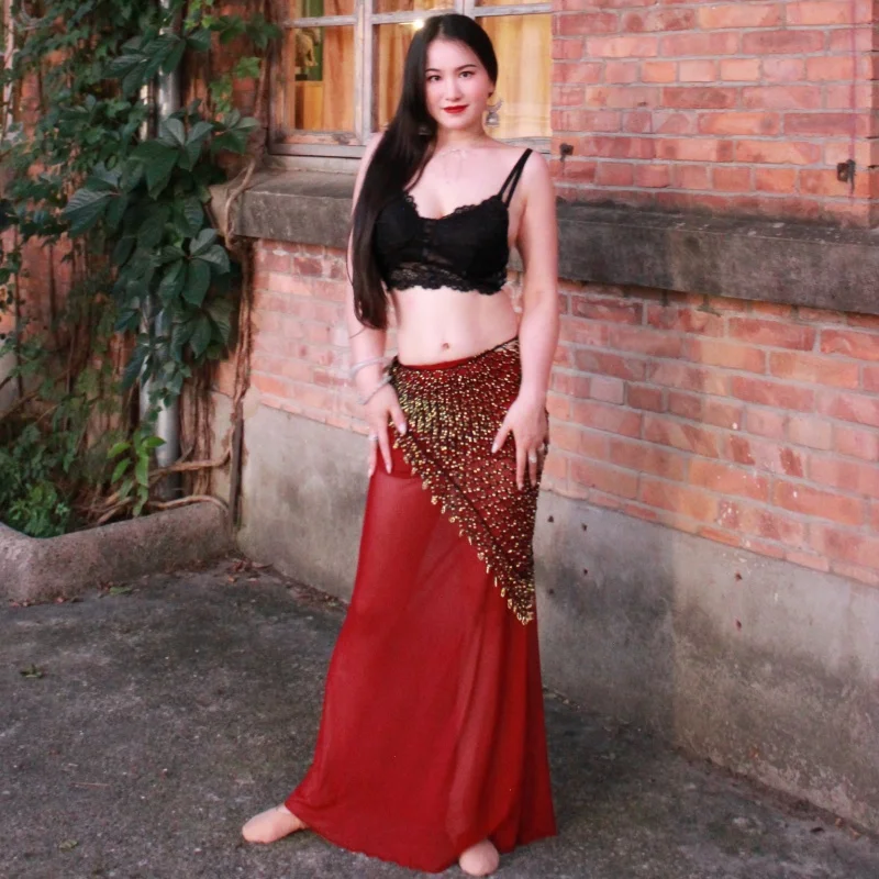 

New Belly Dance Clothes Women Sexy Lace Top+Mesh Long Skirt Set Adult Female Oriental Dance Professional Performance Costume