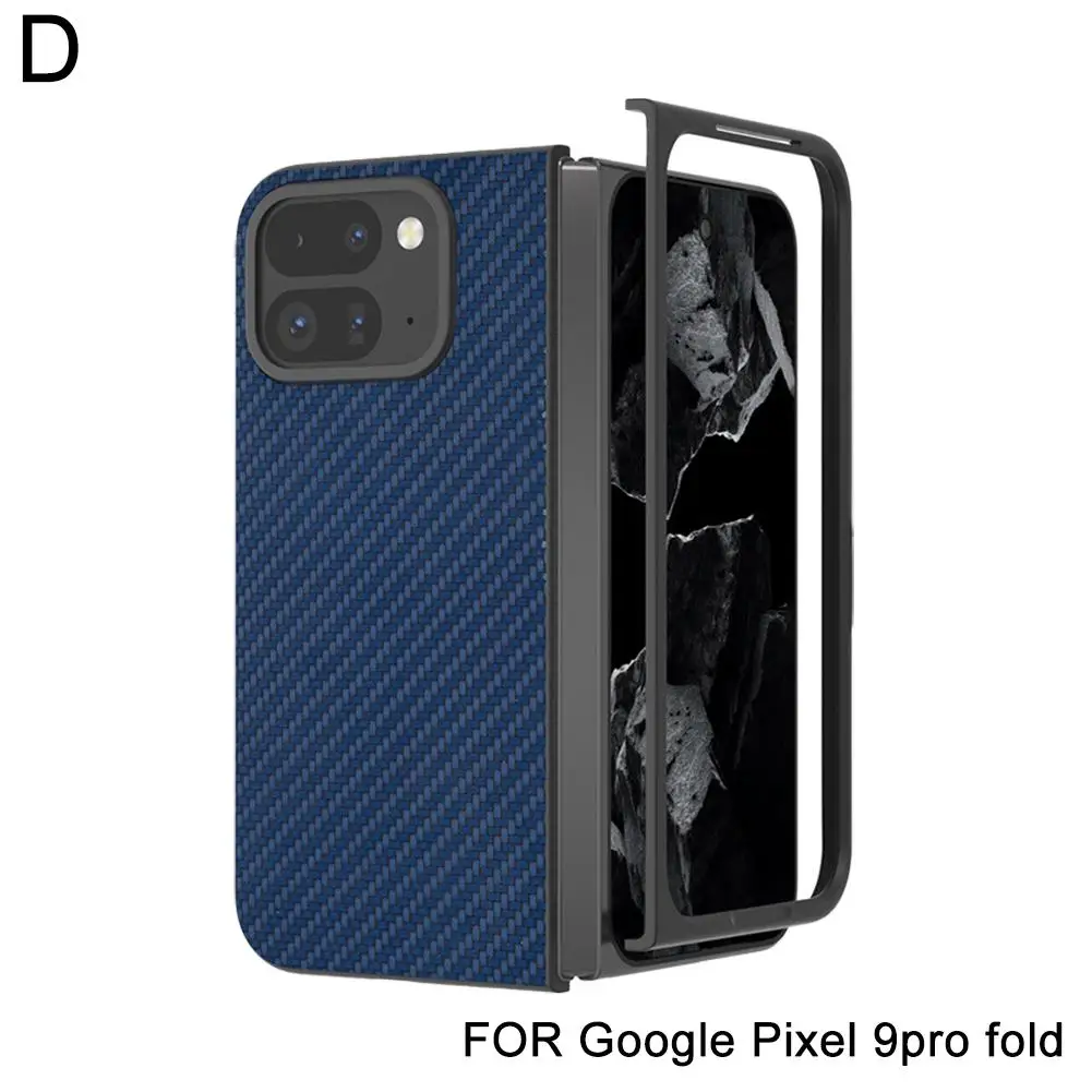 For Google Pixel 9 Pro Fold Case Carbon Fiber Leather Fall Protection Case For the phone Drop-proof Anti-Scratch Protection R2Q8