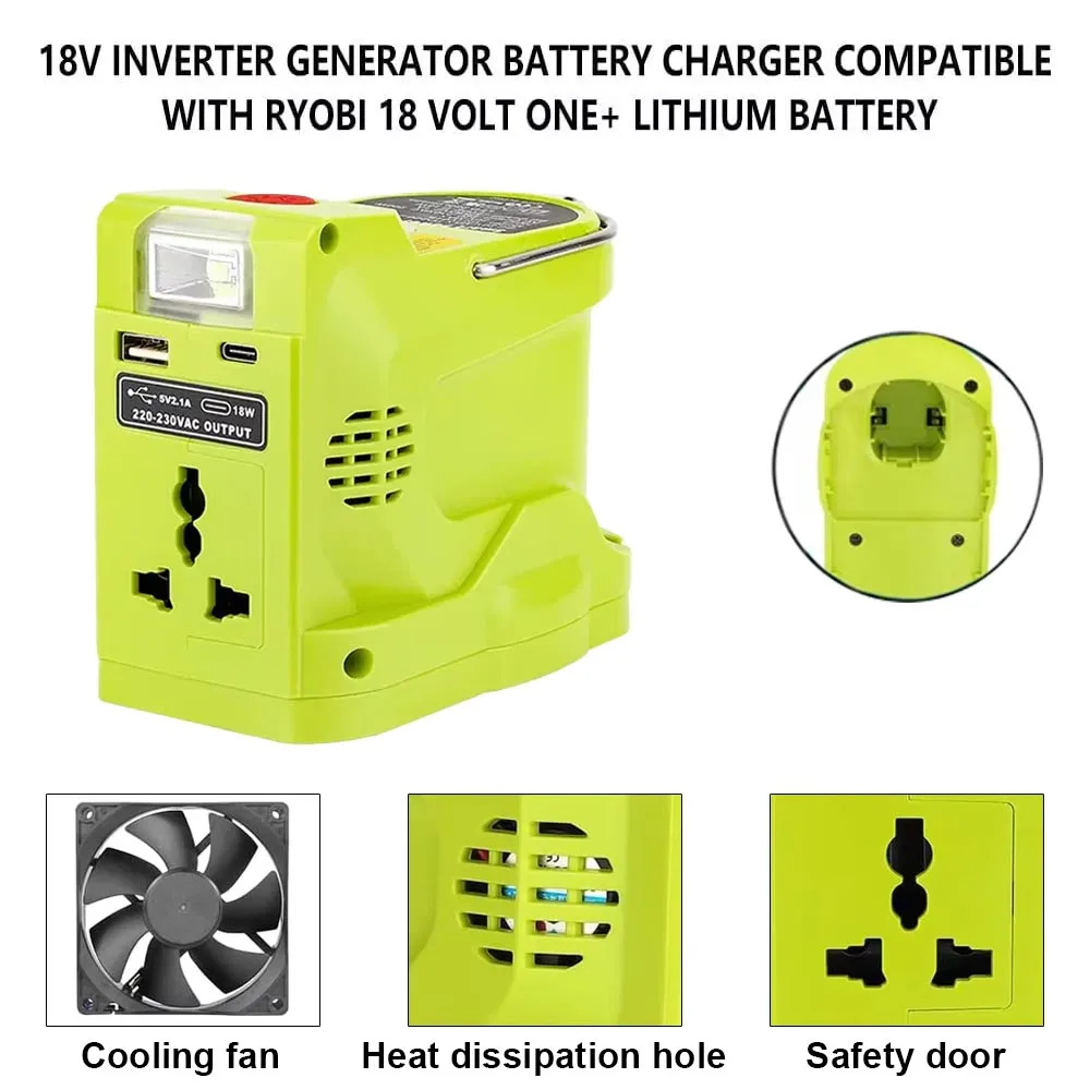 

200W Li-ion Battery Inverter LED Work Lamp USB Power Bank For Ryobi 18V Li-ion Nickel Battery P102 P103 P104 P105 P107 P108