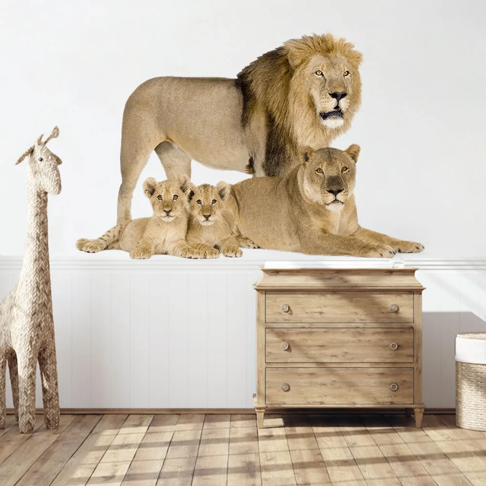 Jungle Animal Tiger Lion Wall Stickers Decals Wild Animal Wall Decals for Bedroom Living Room Club Party