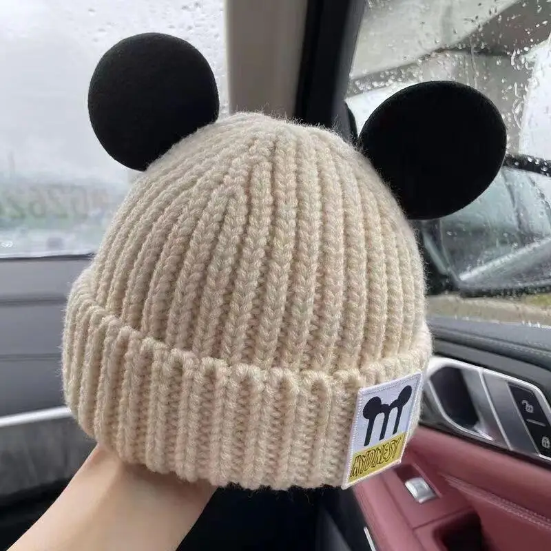 Disney Topolino Moda invernale Cappello lavorato a maglia Felpa con cappuccio Antivento Caldo Scalda orecchie Essenziale per esterni Regalo di Natale di San Valentino