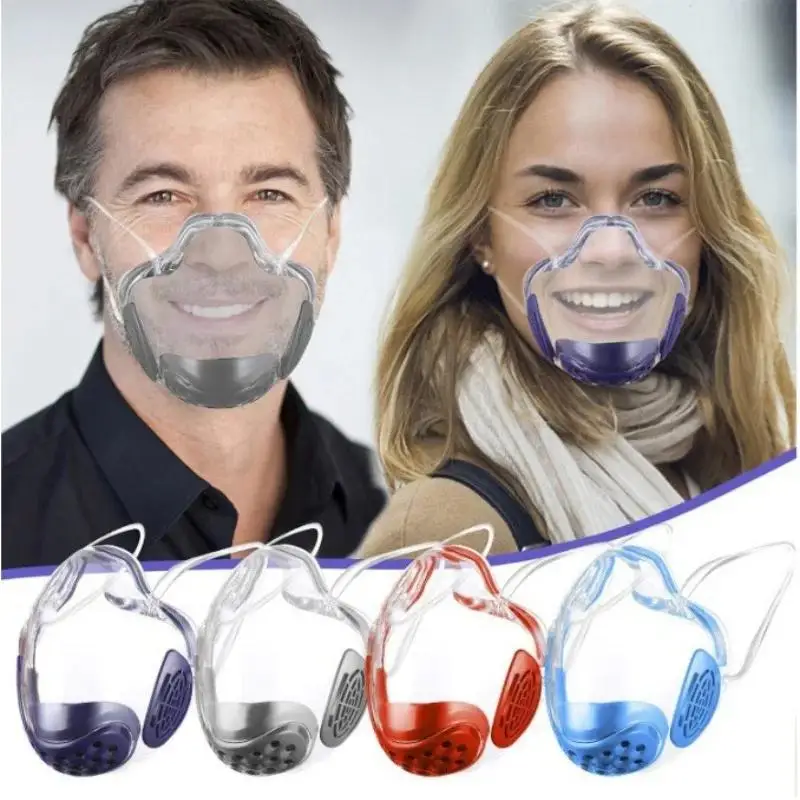 Maschera protettiva calda Copribocca trasparente Maschera durevole per adulti Visiera Combina maschera antipolvere riutilizzabile in plastica antiappannamento
