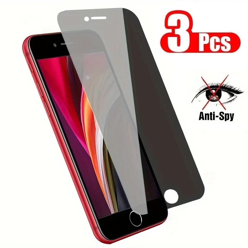 3Pcs Privacy Screen Protector For iPhone 6 6s 7 8 Plus SE2020 SE2022 Anti-Spy Tempered Glass