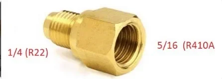 Refrigerant adapter R410, external 1/4sae to internal 5/16sae adapter for air conditioning