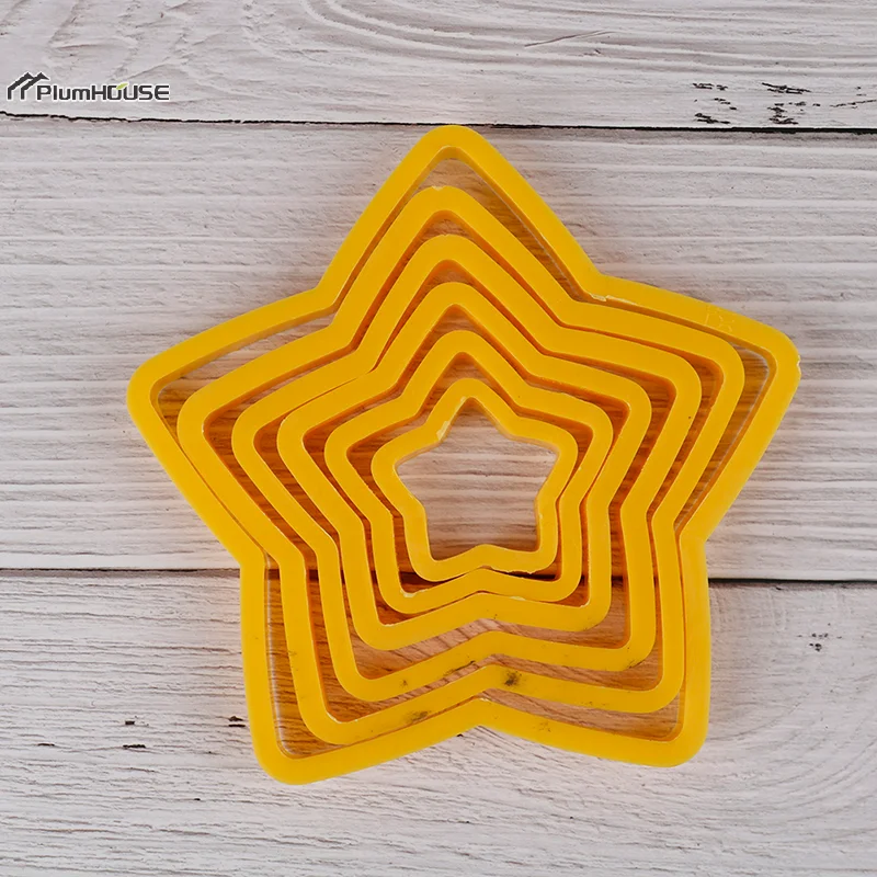 6Pcs/set Christmas Tree Cookie Cutter Stars Shape Cake Biscuit Cutter Mold
