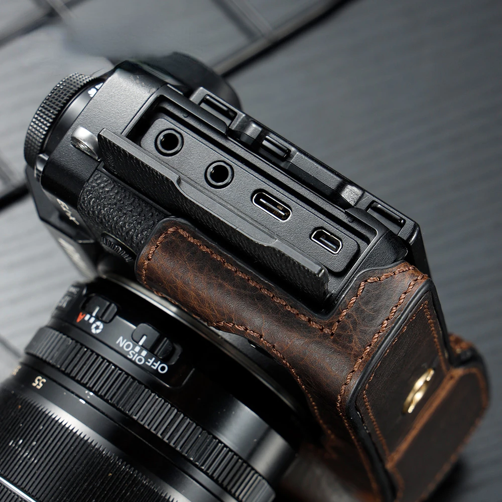 후지 필름 XT2 XT3 카메라 바디 슈트용, 정품 가죽 카메라 케이스 핸들 하프 백