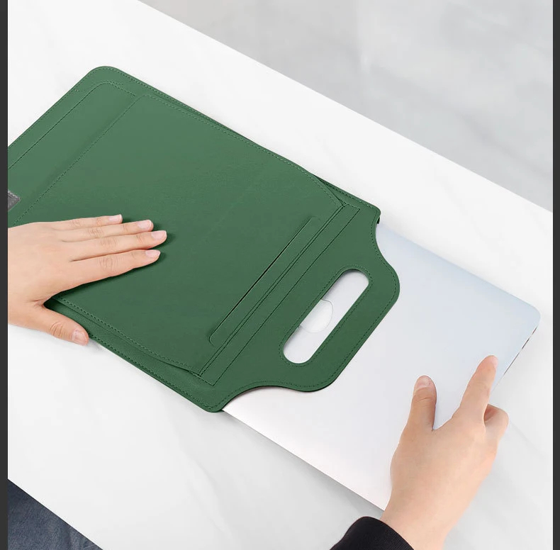 Laptop Holder Case for MacBook Pro Air 16 15.4 13.3 12 11 Bag PU Leather Sleeve Detachable Notebook Cover with Phone Holder