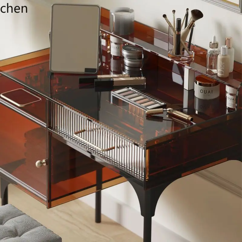 HXL Acrylic Light Luxury Dressing Table Makeup Table Storage Cabinet Desk Integrated