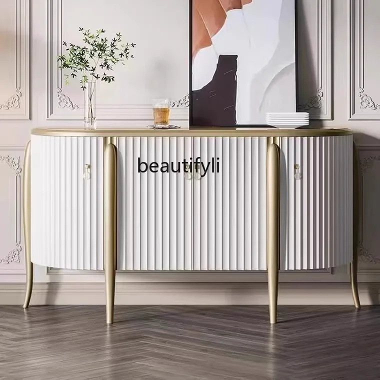 

American Light Luxury Style Solid Wood Entryway Cabinet Postmodern Minimalist Sideboard Hallway Storage Decorative Cabinet