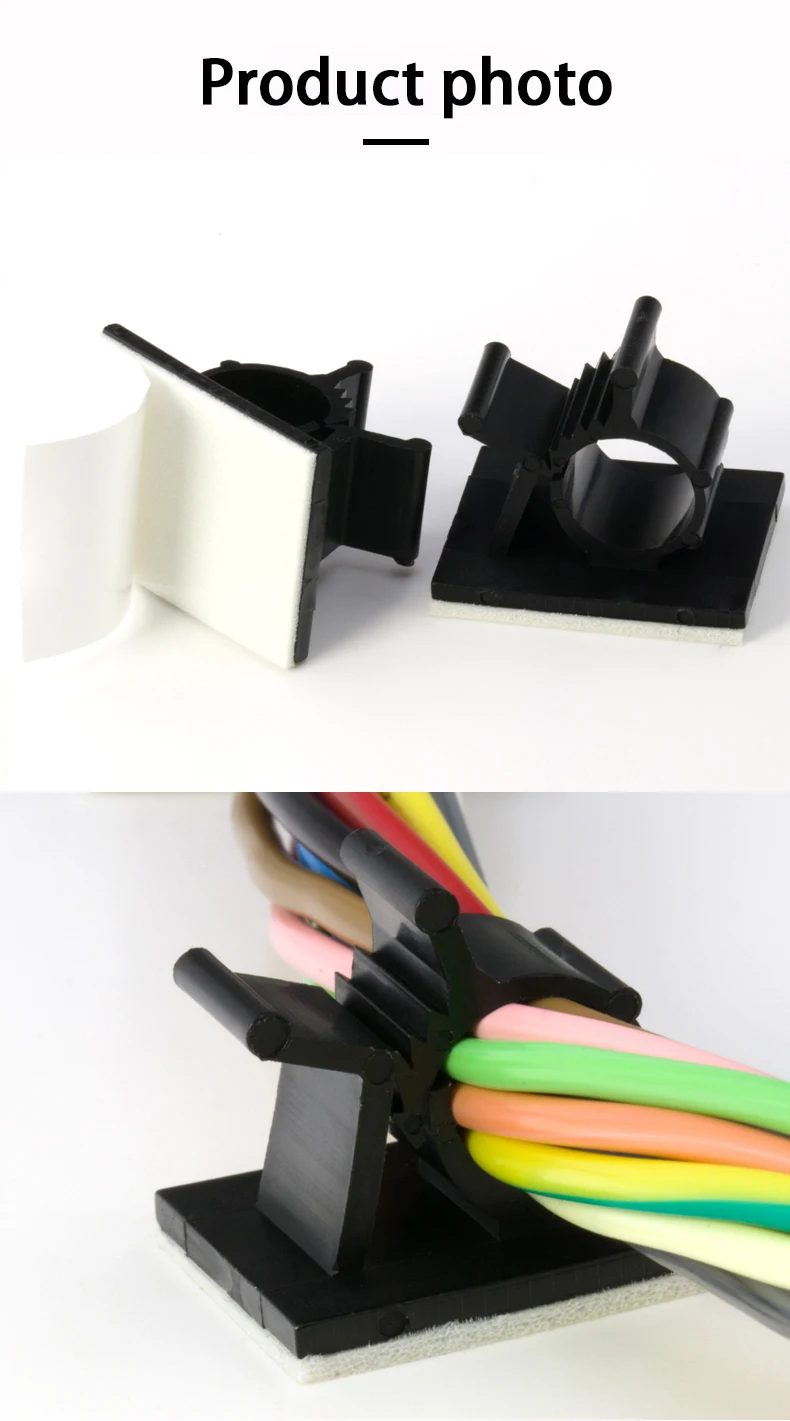 10pcs Cable Organizer Clips Adjustable Ties Mounts 3M Self-Adhesive Wire Clamp Holder Cord Management For Car Charging Winder