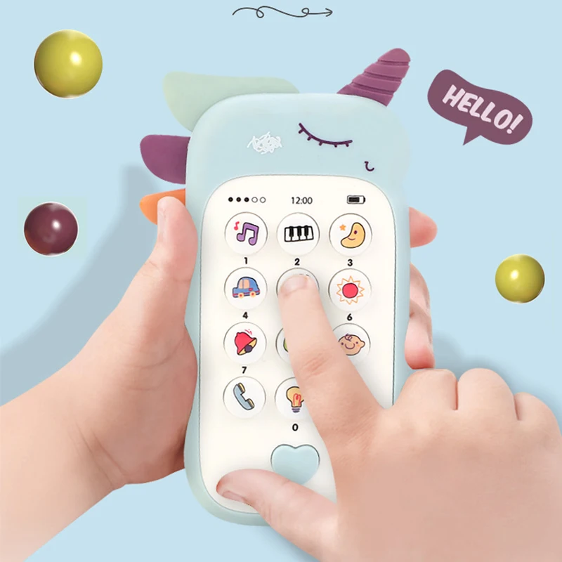 Baby Phone Toy Music Sound Telephone Sleeping Toys With Teether Simulation Phone Kids Infant Early Educational Toy Kids Gifts