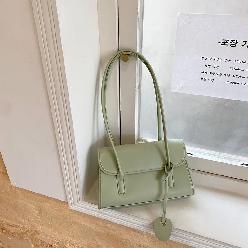 Fashion Women Small Tote Shoulder Bag Retro Design Ladies Clutch Purse Handbags Solid Color PU Leather Female Underarm Bags