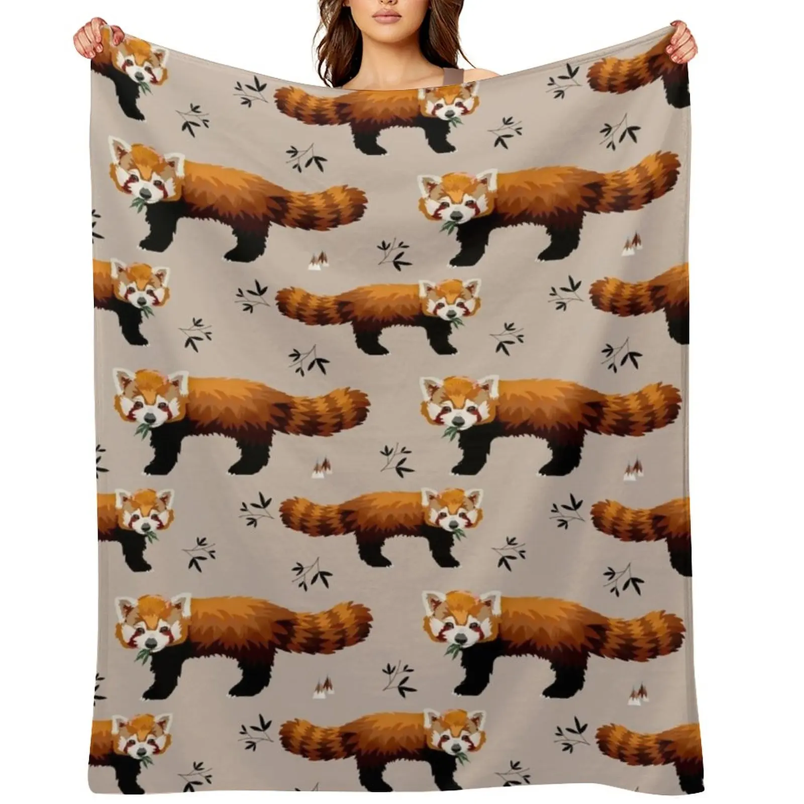 

Red Panda Throw Blanket Bed covers Cute Plaid Decorative Throw Plush Blankets