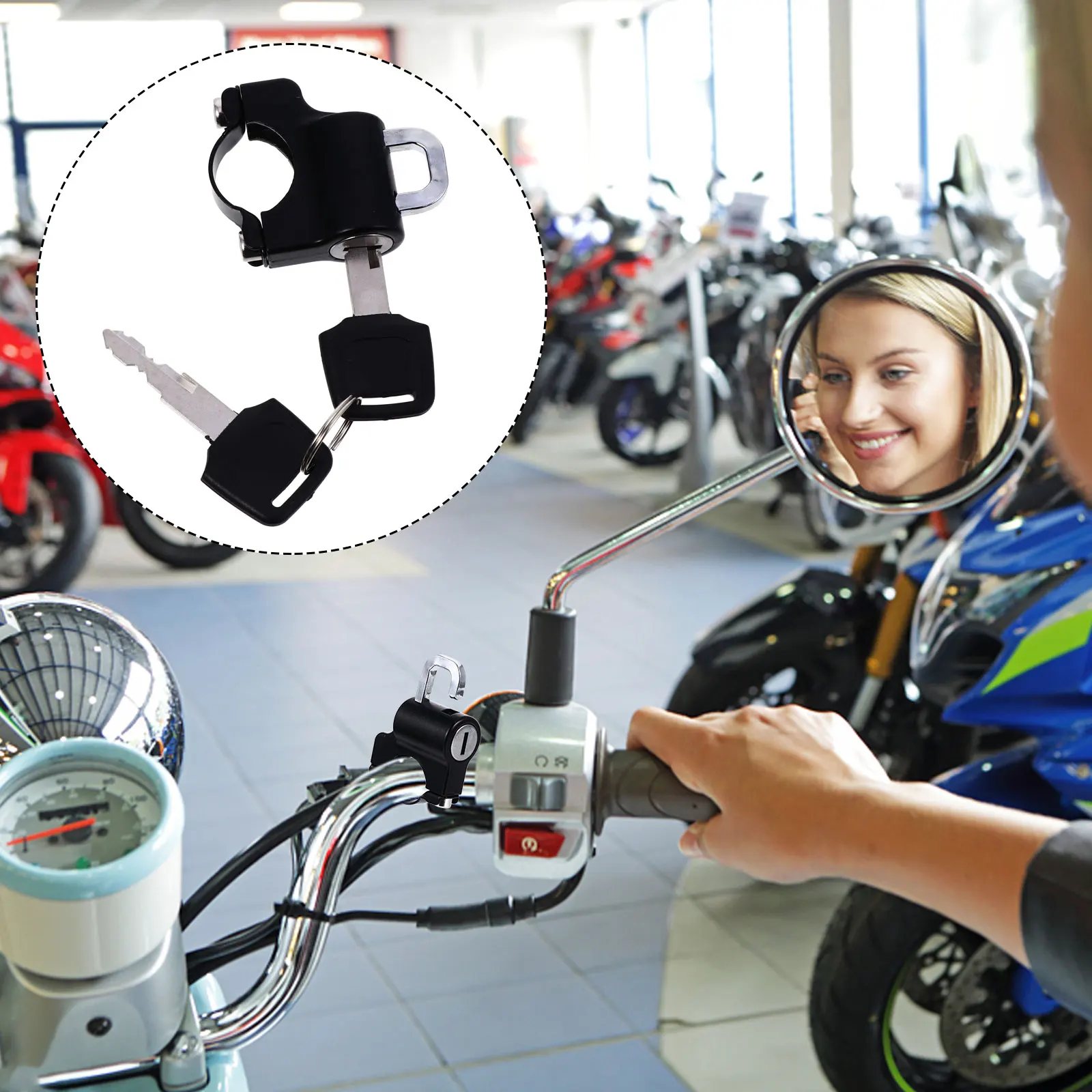 

1 set 1 Set Zinc Alloy Anti-Theft Fixed Handlebar Lock Cut-Resistant Thickened Lock Cylinder Universal Mount For