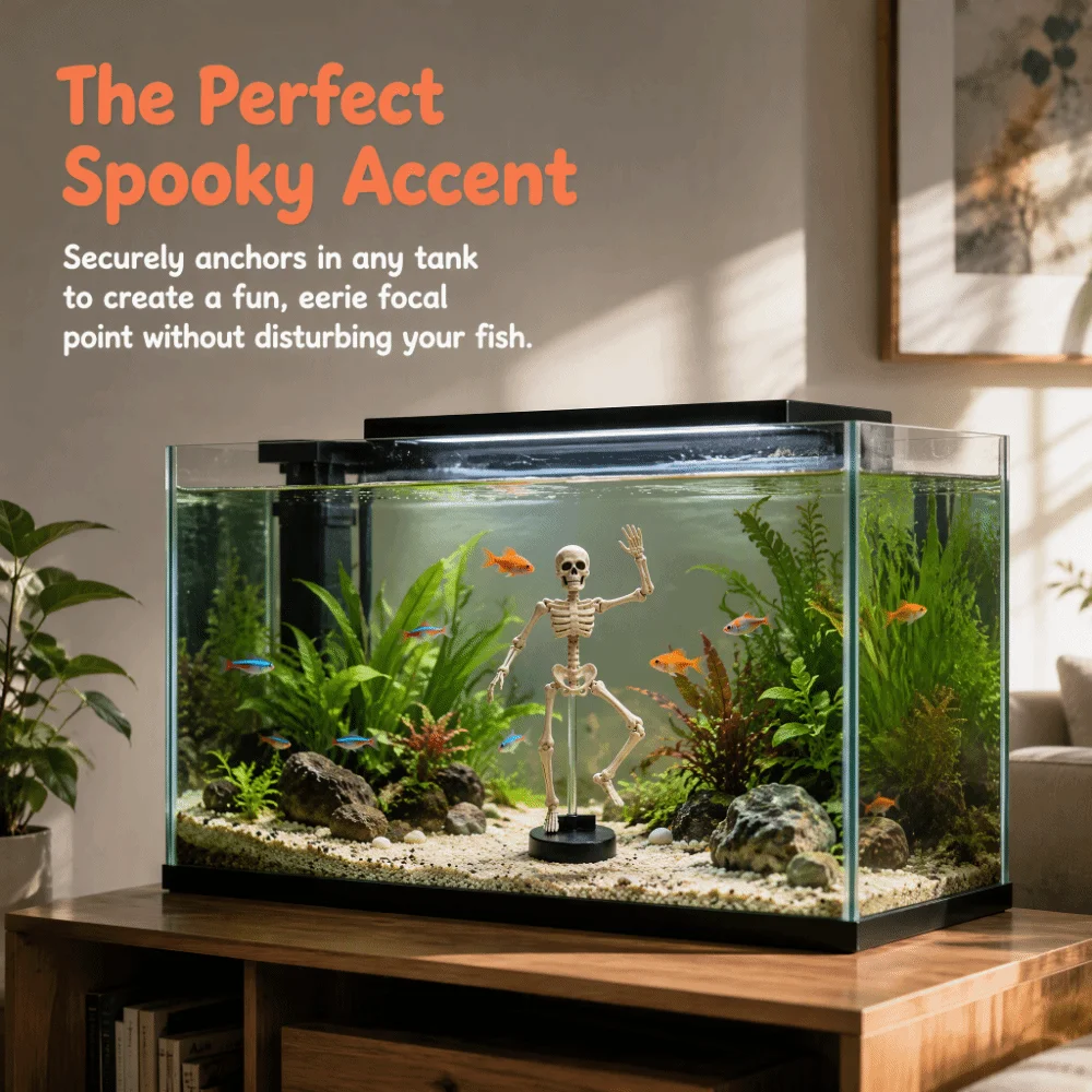 Air-Driven Dynamic Skeleton Aquarium Decoration Floating Design with Air Tube Fish Tank Decorations Dancing Motion