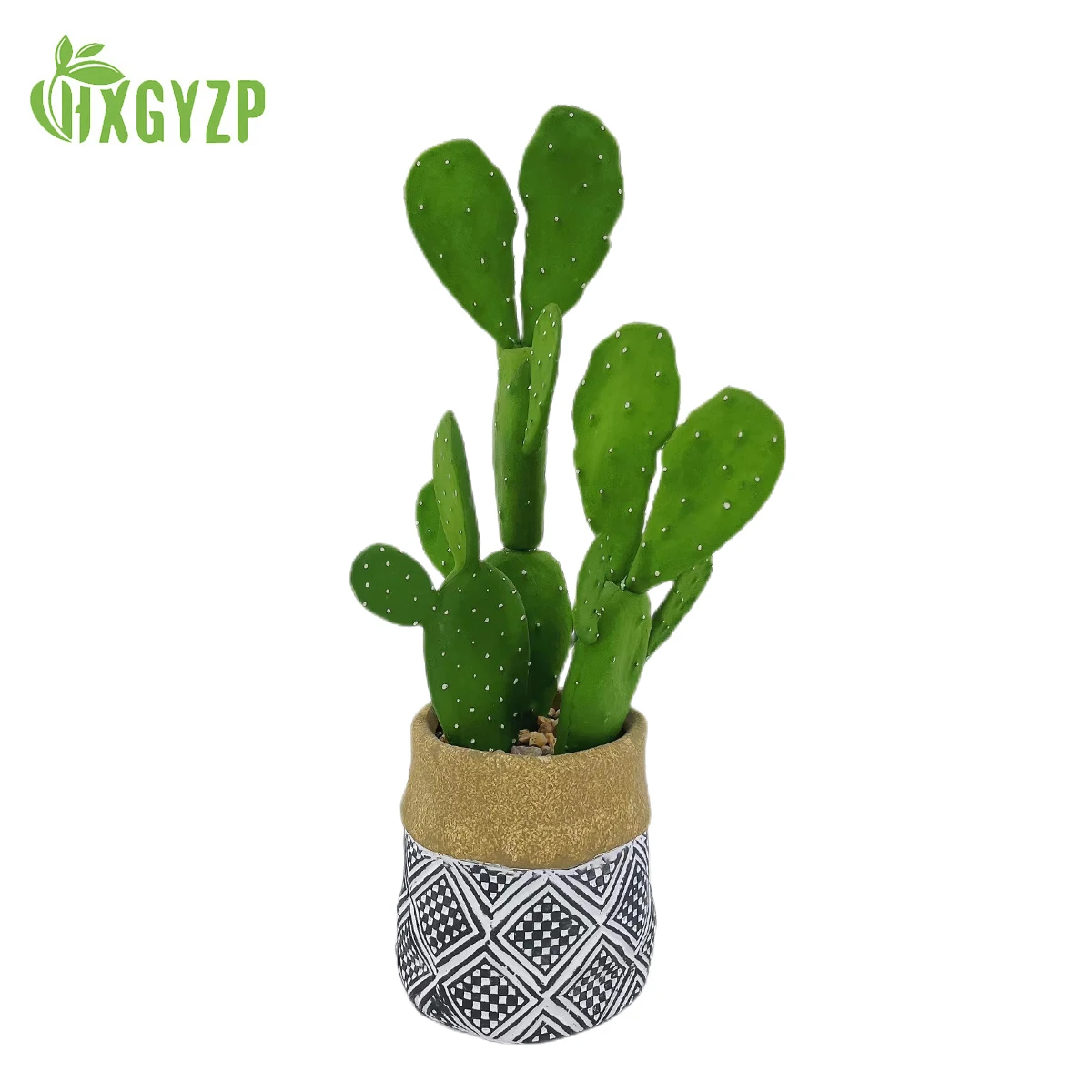 HXGYZP 38cm Artificial Cactus Plants With Stone And Cement Flower Pot Indoor Ornaments Potted Plant Garden Home Decoration Hot