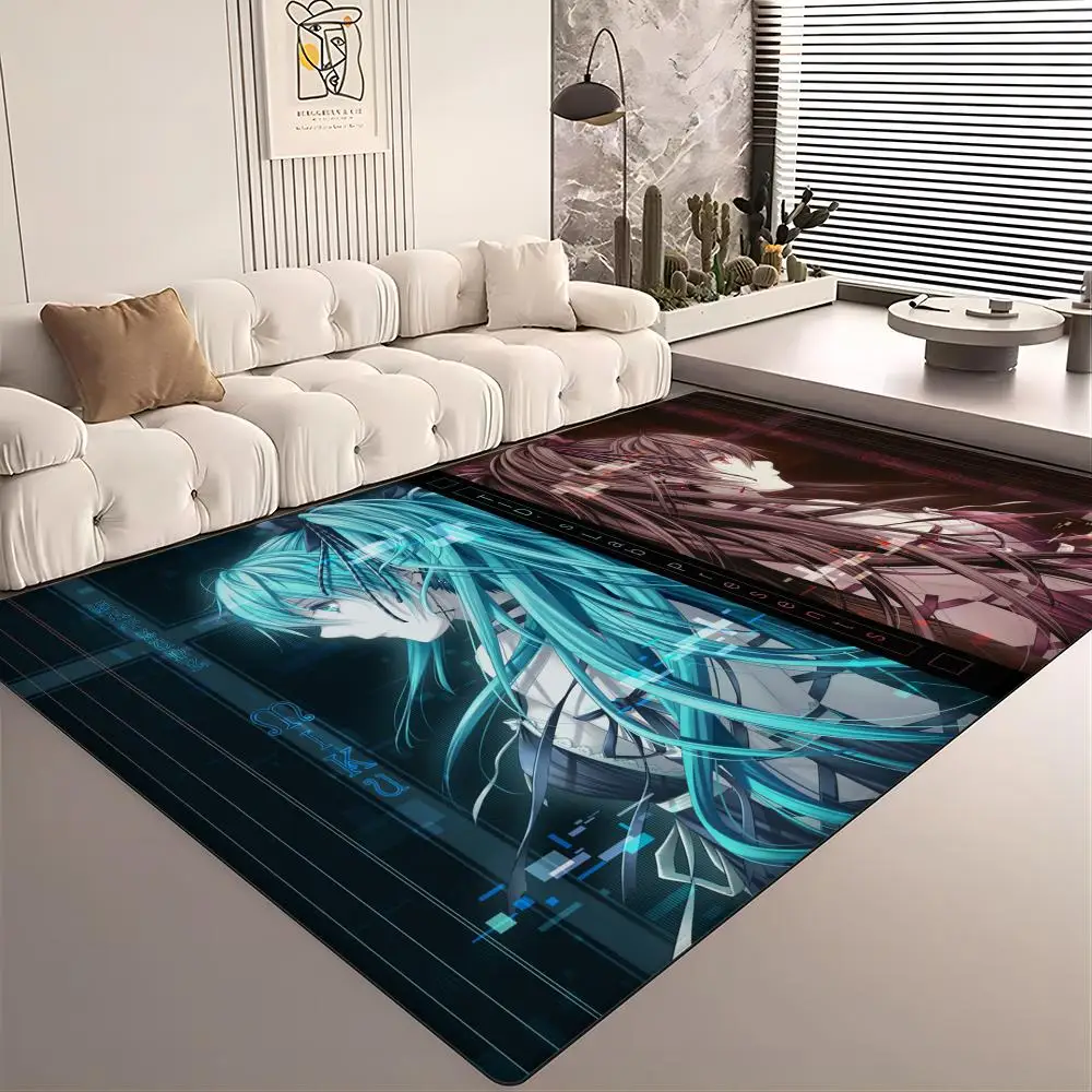 

H-HatsuneS M-MikuS Floor Mat Entrance Door Mat Rectangle Anti-slip Home Soft Badmat Front Door Indoor Outdoor Mat Toilet Rug