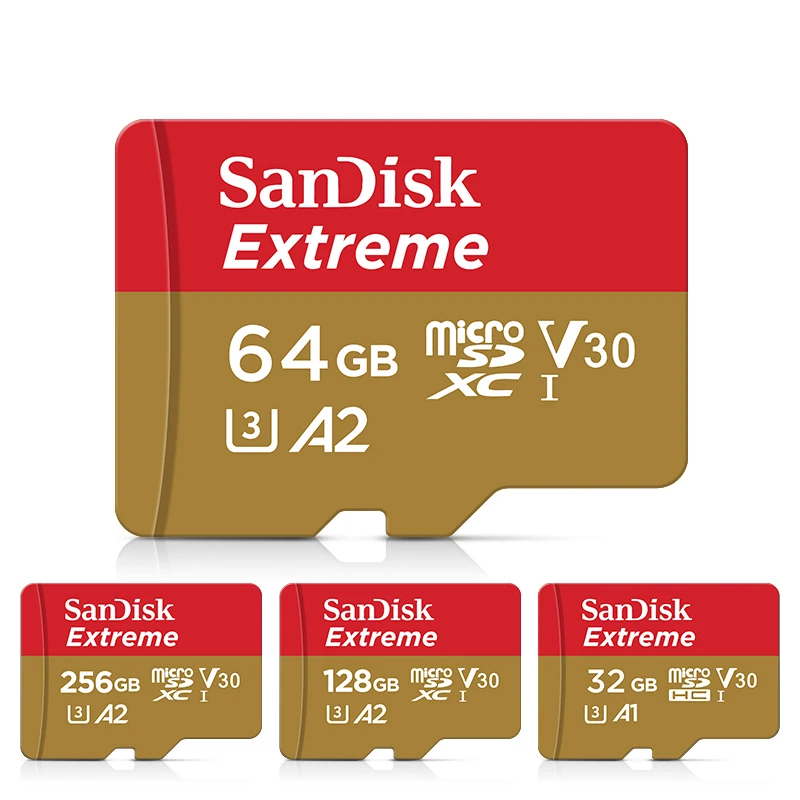 SanDisk Extreme microSDXC UHS-I CARD 256GB Micro SD Card A2 V30 U3 Flash Card 64GB 32GB TF Card 128GB di memoria Microsd per telefono