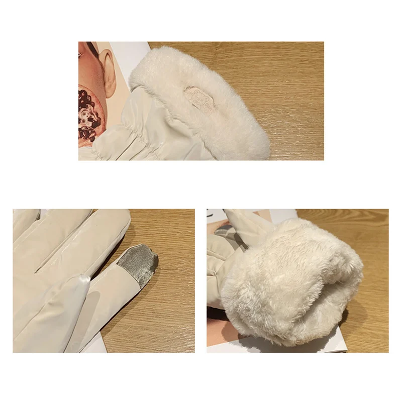 Guantes elegantes a prueba de viento para mujer, manoplas impermeables para pantalla táctil, dedo completo, esquí, color negro, a la moda, novedad