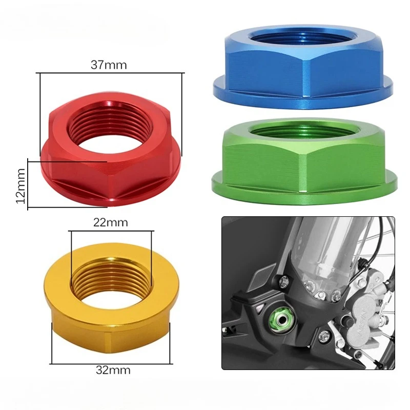 M22×P1.5 Motorcycle Rear Axle Nut 7050 Aluminum Alloy CNC Wheel Hub Lock Nut For Honda CRF RMZ Dirt Bike Motocross