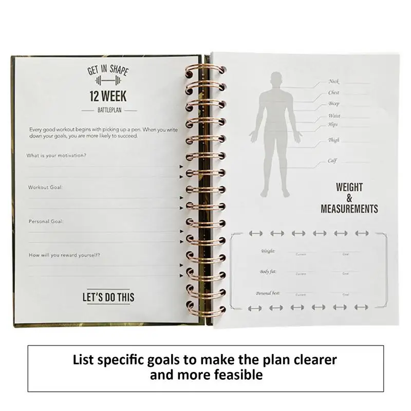 Undated Workout Journal Planner, Fitness Log Book, Workout Planner, A5