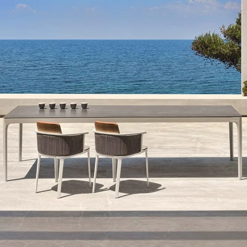 新しいアルミニウム合金の屋外テーブルと椅子、ステンレス鋼のバーテーブルチェア、丸テーブル、バルコニーレジャー、高級