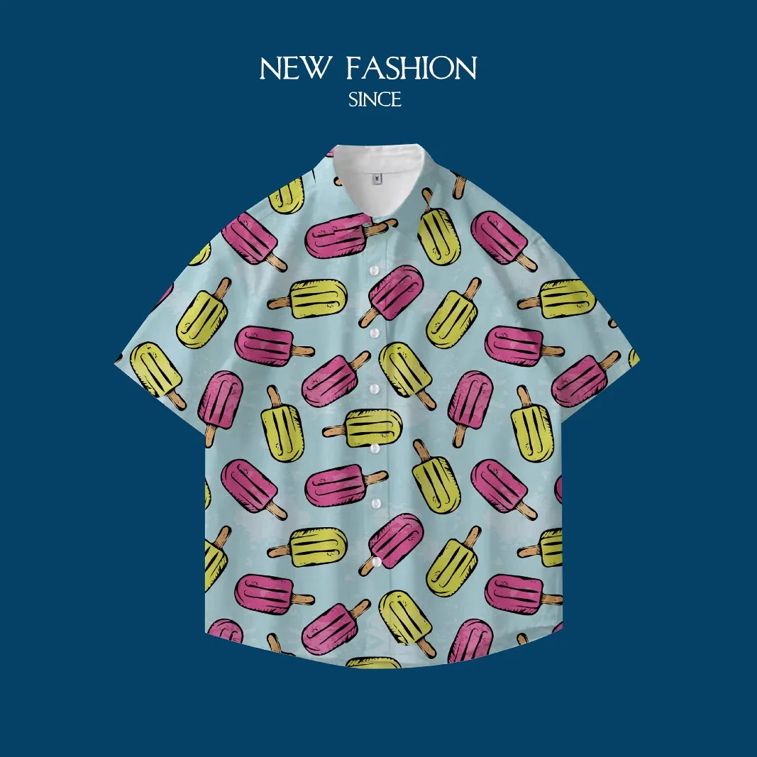 New Hawaiian flower shirt men's short sleeved cross-border 3D printed shirt high-end beach plus size casual jacket