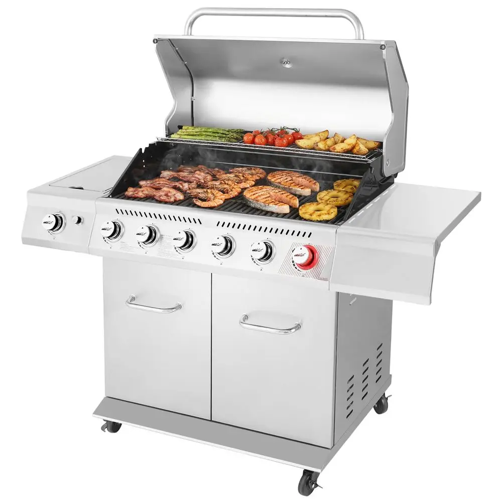 

GA6402S 6Burner Propane Gas Grill with Side Burner and Warming Rack, 74,000 BTUs, Cabinet Style Outdoor BBQ Grill for Barbecue
