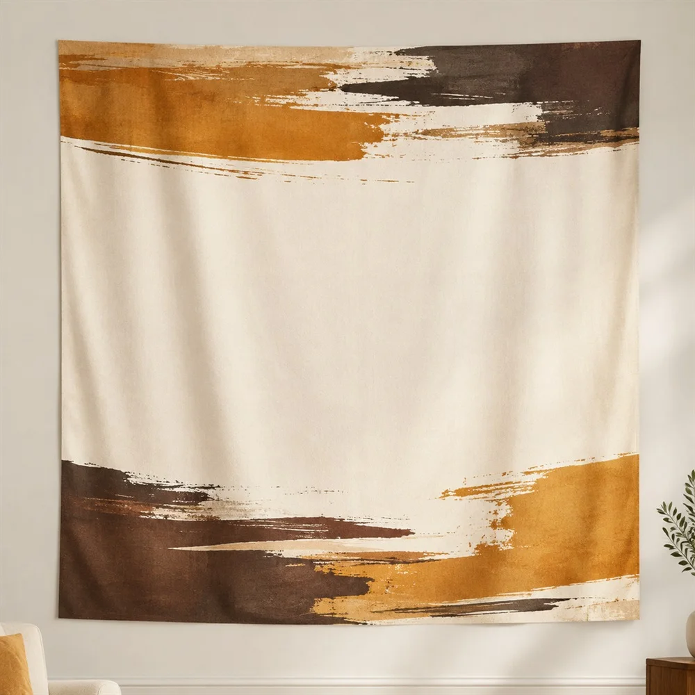 VIKAMA Brush Stroke Abstract Twin Bands Tapestry Wall Hanging, Modern Wall Decor Tapestries for Living Room Bedroom Office Study