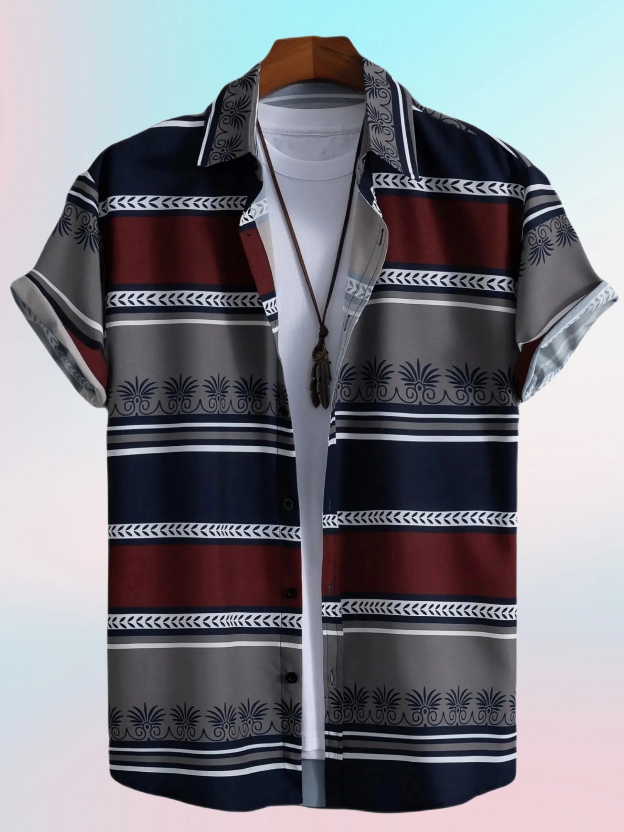 

Vintage 3D Printed Men's Casual Shirts Luxury Fashion Design Short Sleeve Shirt Lapel Button Shirt Oversized Unisex Clothing