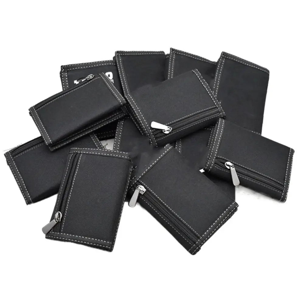 

Black Men's Short Wallet Multi-position Touch Fastener Male Oxford Cloth Purse Contracted Durable Card Wallet Male