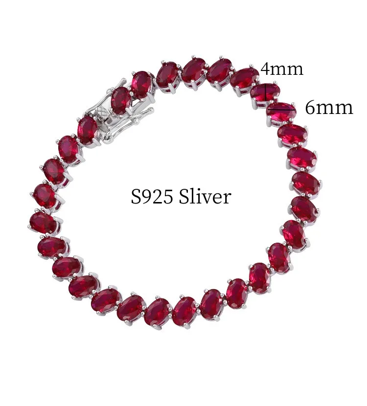 100% S925 Silver Plated Tennis Bracelets for Women Men Charm Red Diamond Bangle Hand Chain Wedding Birthday Party Gifts Jewelry