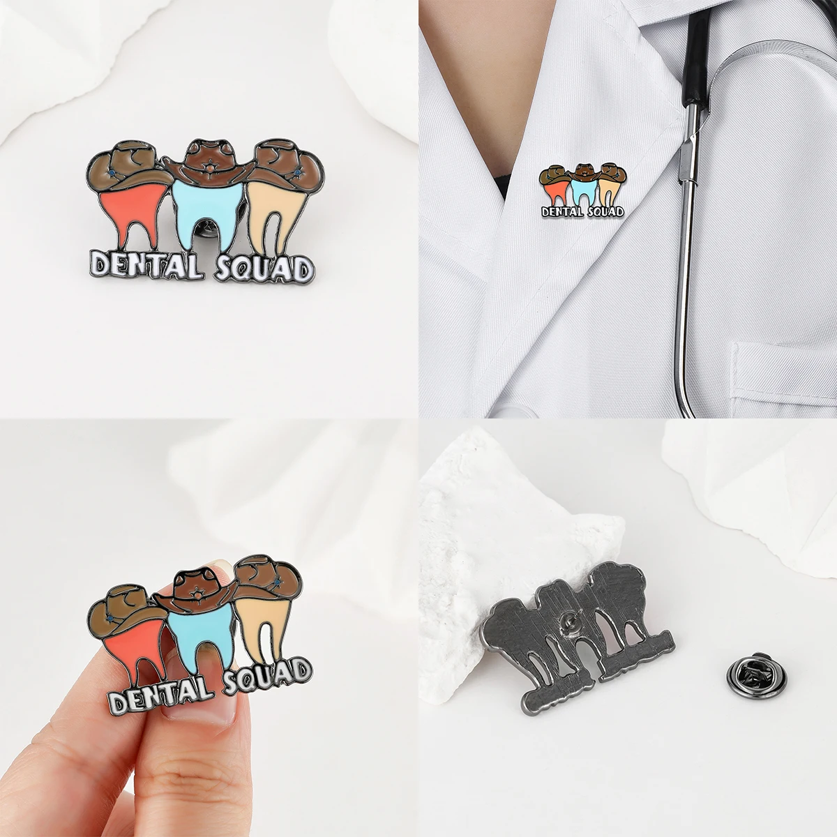 Catuni Cute Dental Enamel Pins Colorful Dentist Brooch Medical Lapel Lanyard Bag Coat Badge Accessories Gifts for Doctor