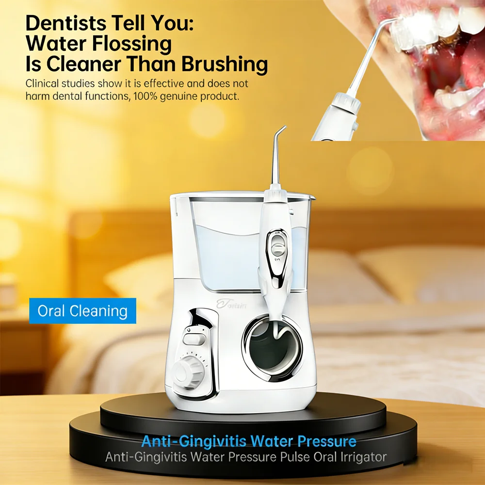 

Электрический ирригатор для ухода за зубами 800 мл, 10 режимов, 5 насадок, водный флоссер для всей семьи