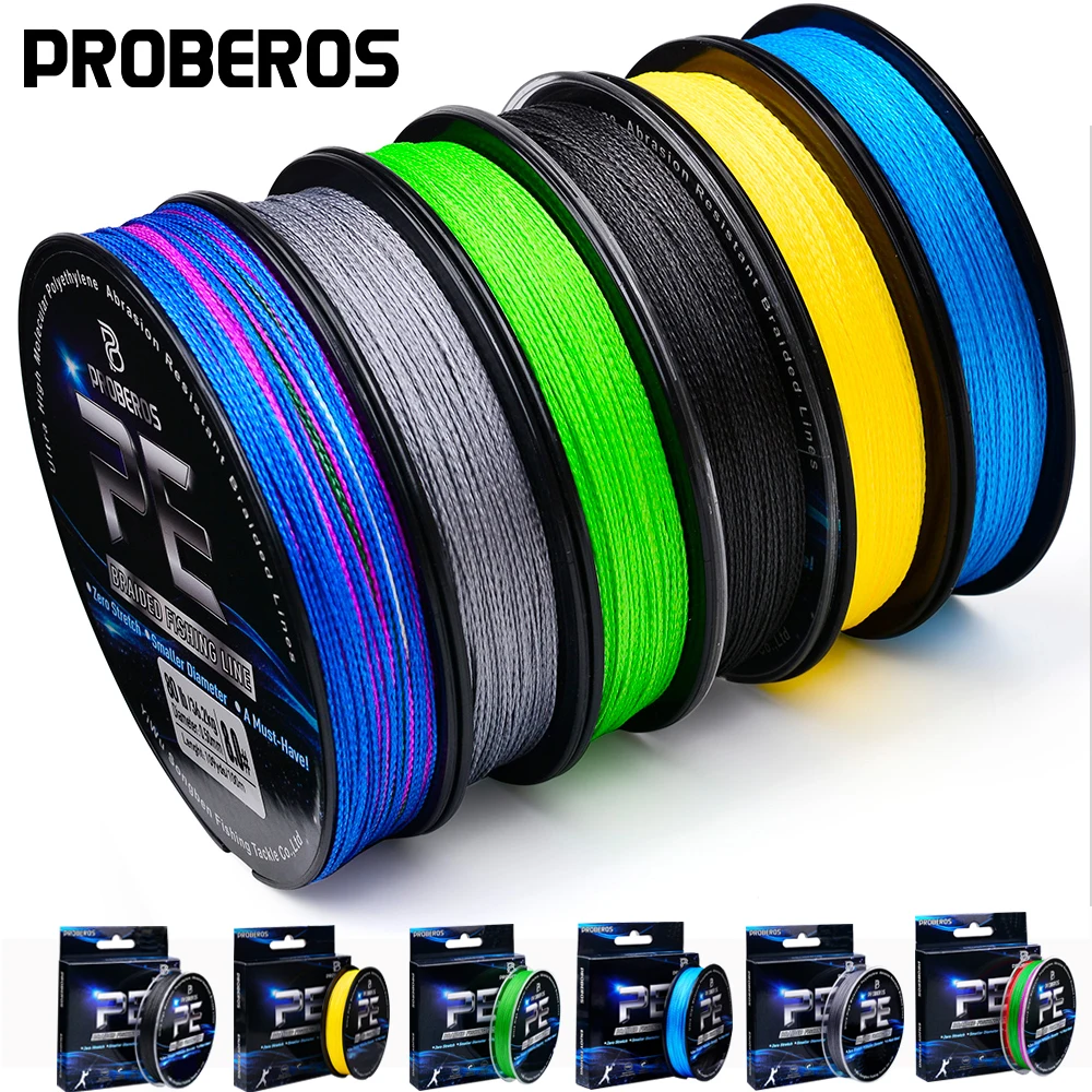 Sedal de pesca superfuerte, multifilamento PE de 4 hebras, antiabrasión, trenzado, 6 colores disponibles en opciones de 6-80 LB, 100m/328 pies