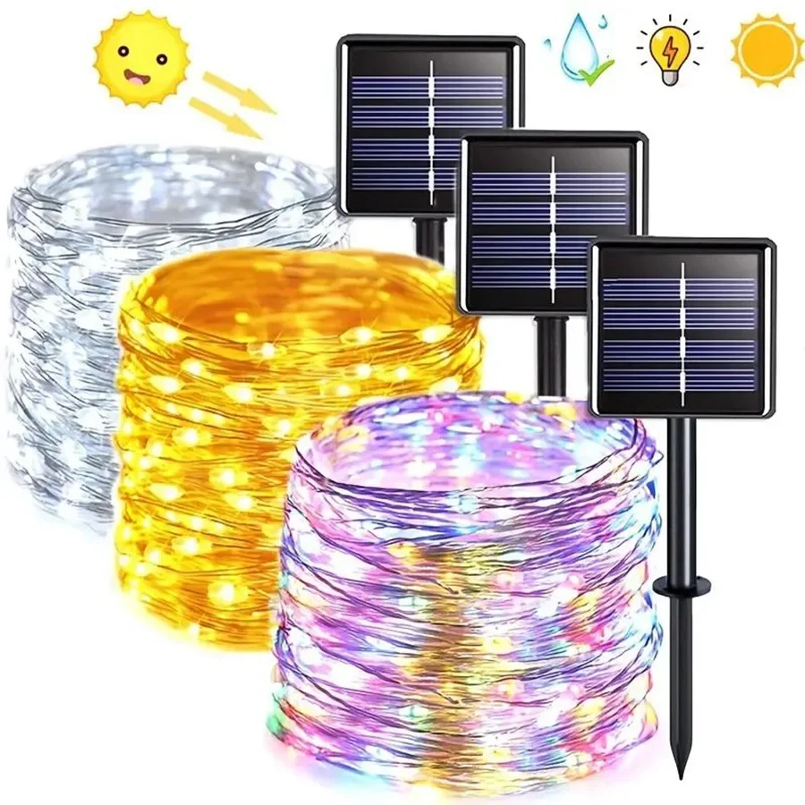 7M/12M/22M/32M LED Solar String Lights Fairy Garland Outdoor Waterproof Garden Christmas Wedding Party Home Decorative Lights