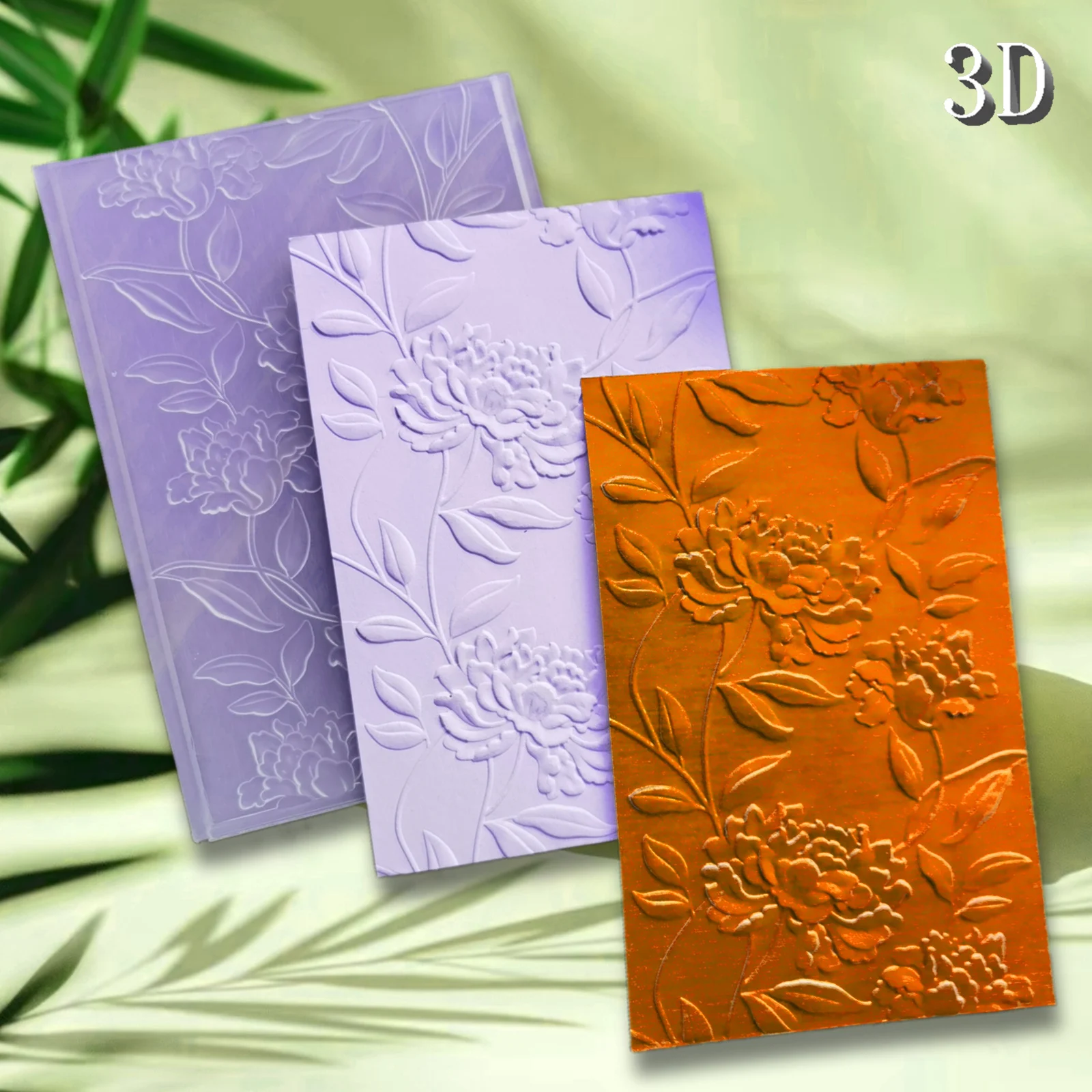 مجلد منقوش ثلاثي الأبعاد بتصميم زهرة منقوش رائع، يستخدم لطباعة بطاقات العمل وسجل القصاصات - بلاستيك متين، سهل الاستخدام