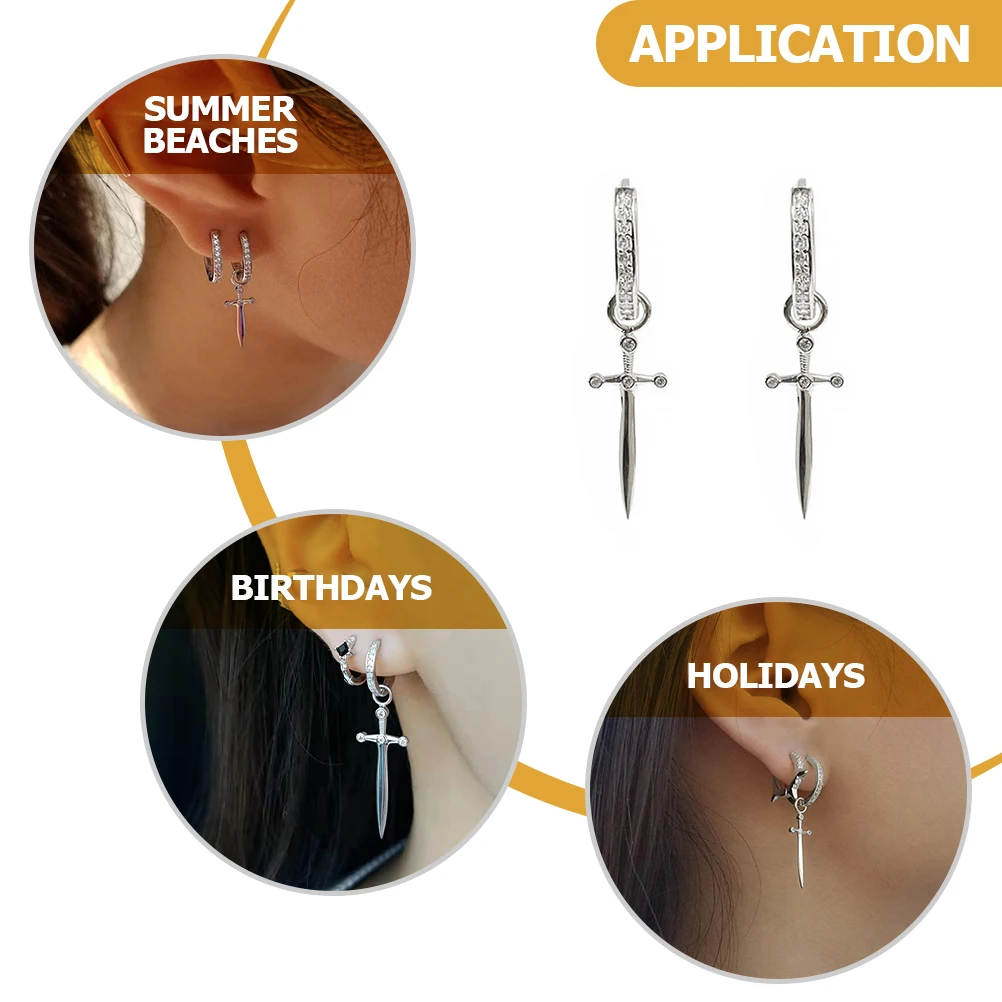 

Earrings Sparkly for Women Dangle Trendy Wedding Rhinestone Jewelry S925 Sterling Silver Hoop Women's
