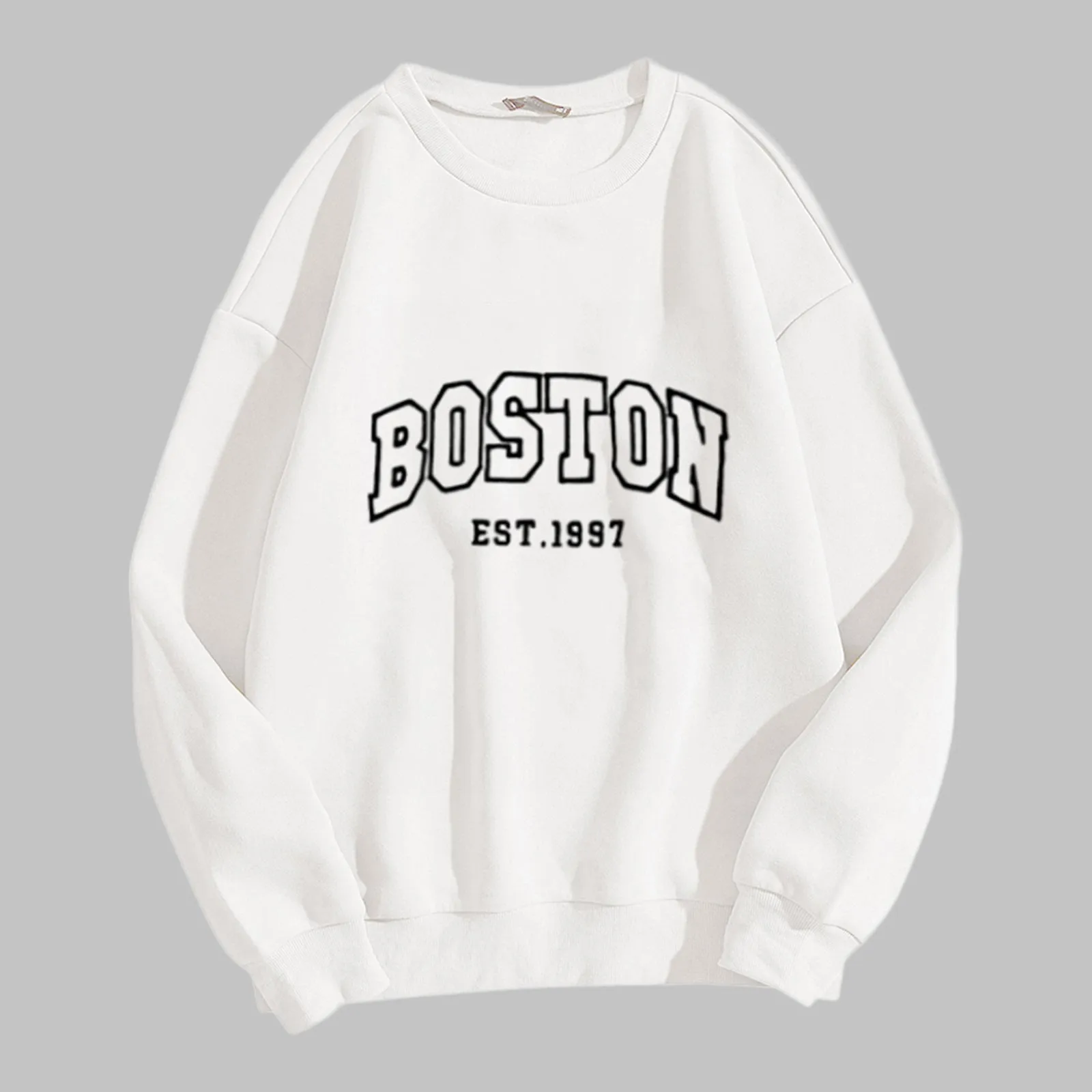 Moletom rosa estampado Boston City feminino, com capuz grande Harajuku, macacão coreano Y2K com capuz, primavera e outono